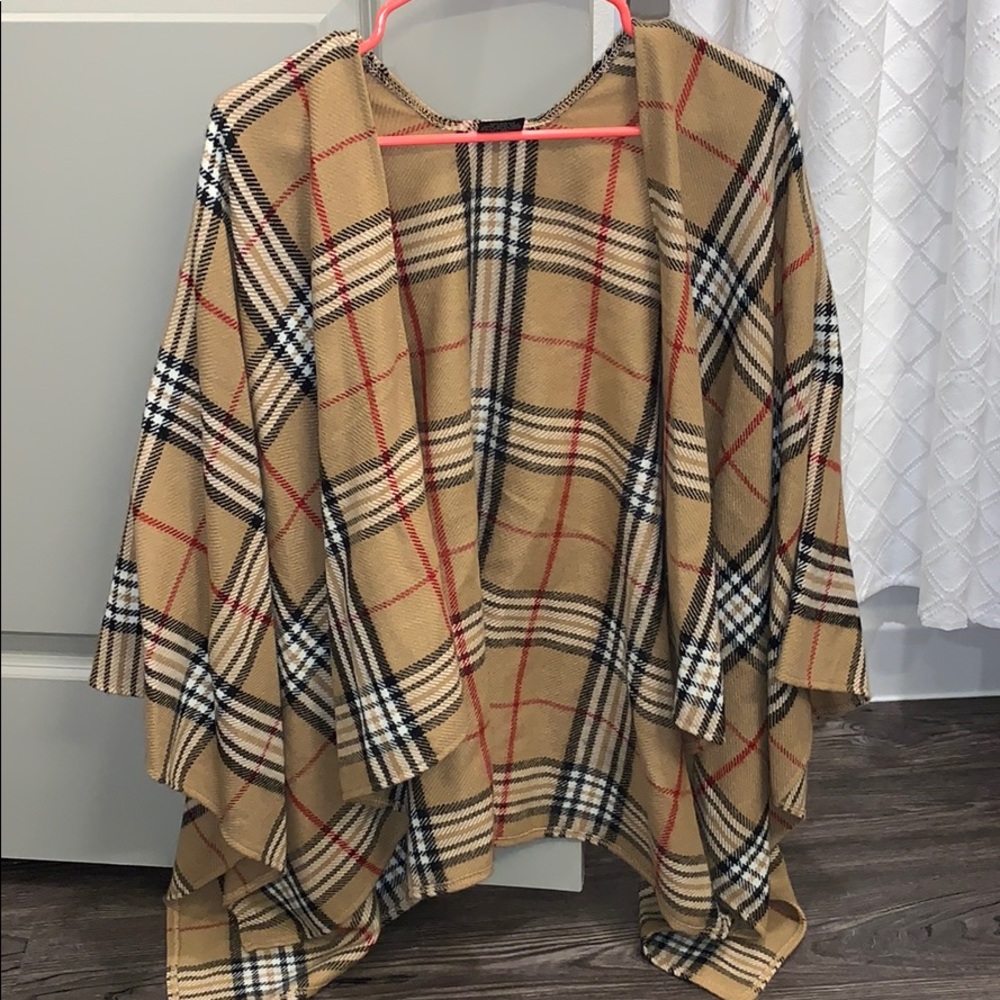 Plaid shawl/ cardigan